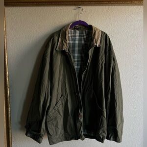 Vintage J. Crew Olive Green Barn Field Jacket with Brown Corduroy Collar 2x